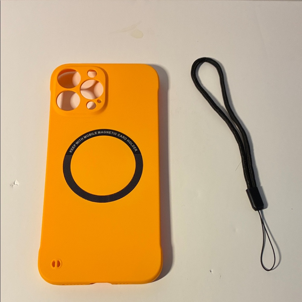 Orange MagSafe-Compatible Phone Case with Wrist Strap- IPHONE 13 PRO MAX